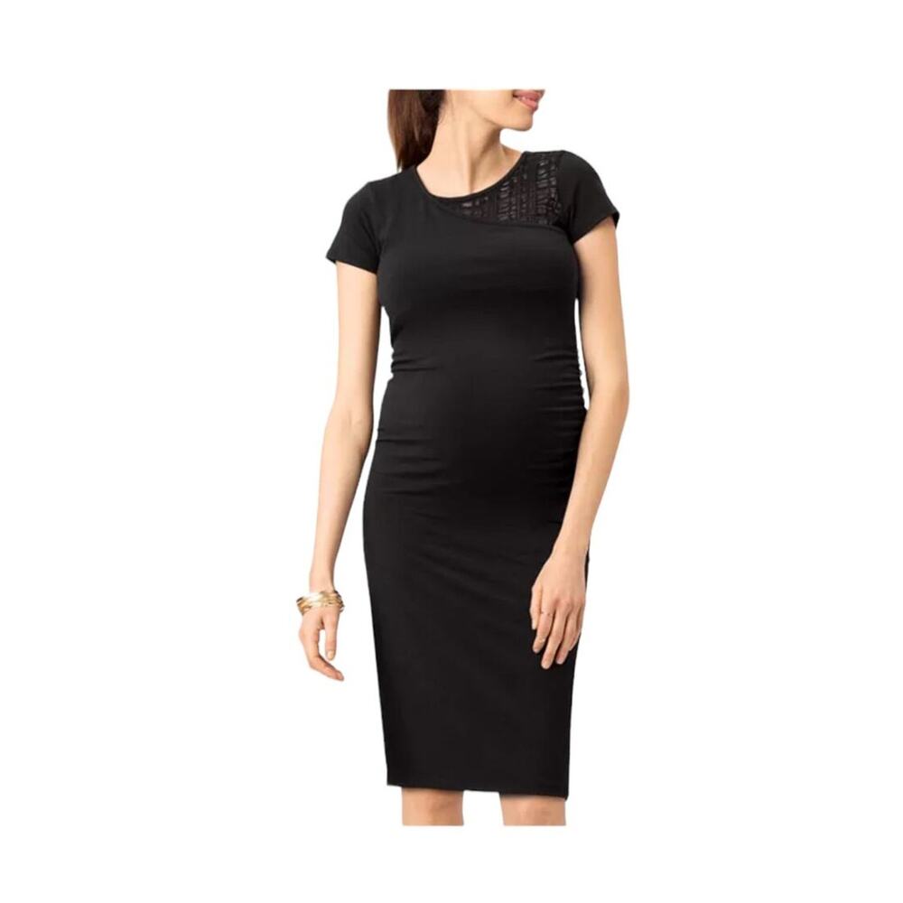Stowaway Collection dress City Maternity & Nursing short sleeve black X-Large XL